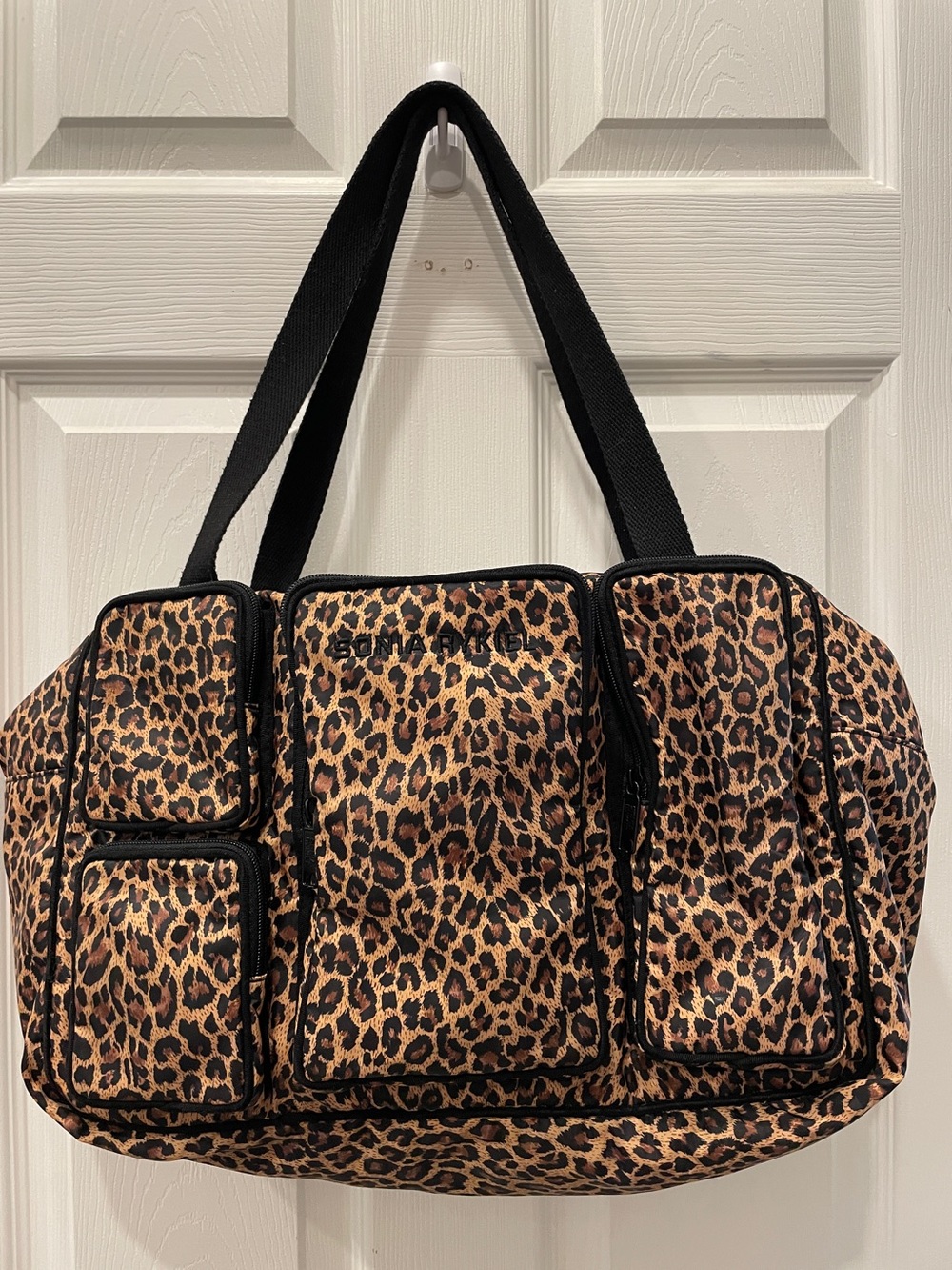 Sonia Rykiel Nylon Sport Leopard Zippered Bag